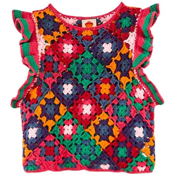 New FARM RIO Crochet Flutter Sleeve Top Size S - Picture 5 of 14
